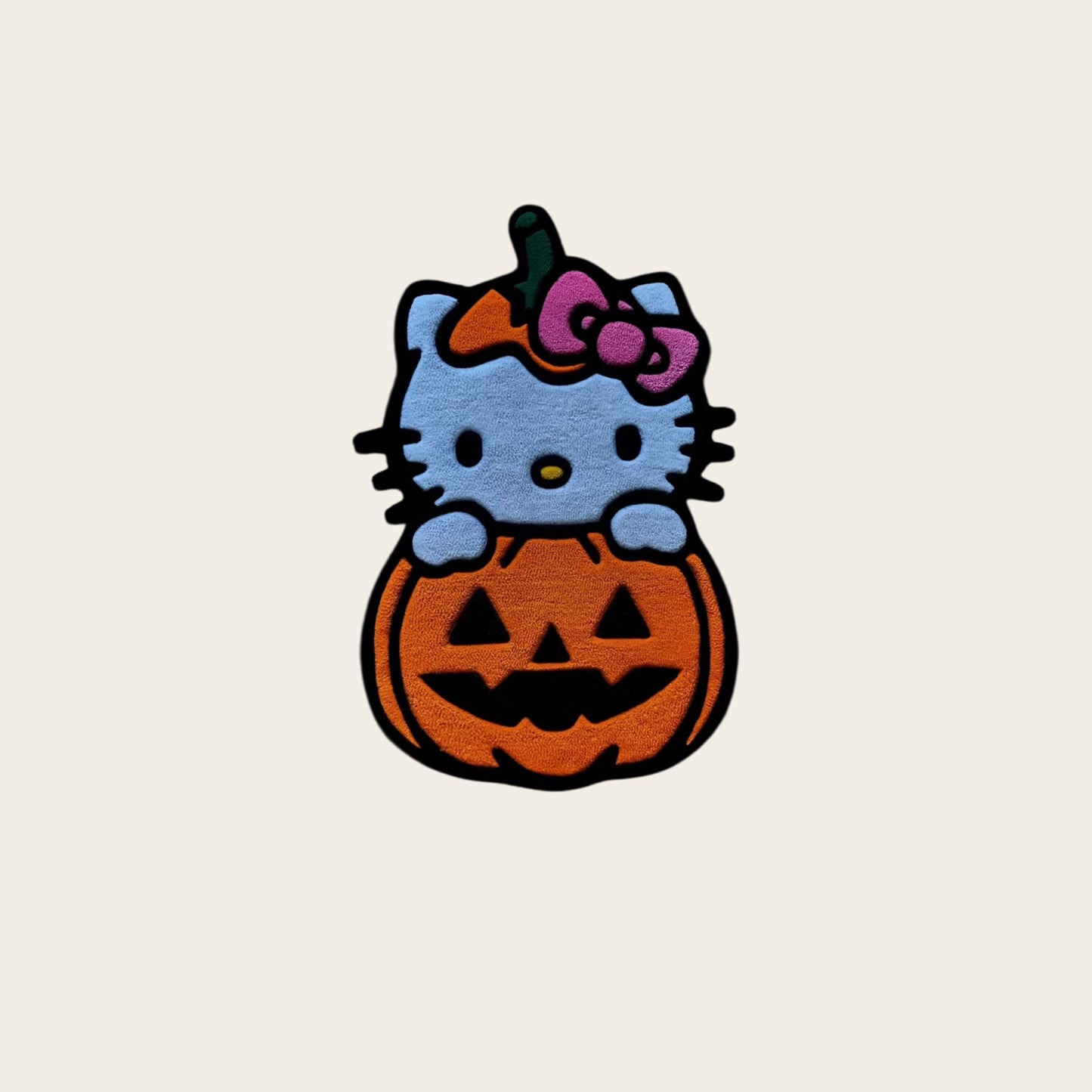 Tufted rug featuring Hello Kitty in Halloween costume  tapis tufting représentant Hello Kitty déguisée pour Halloween